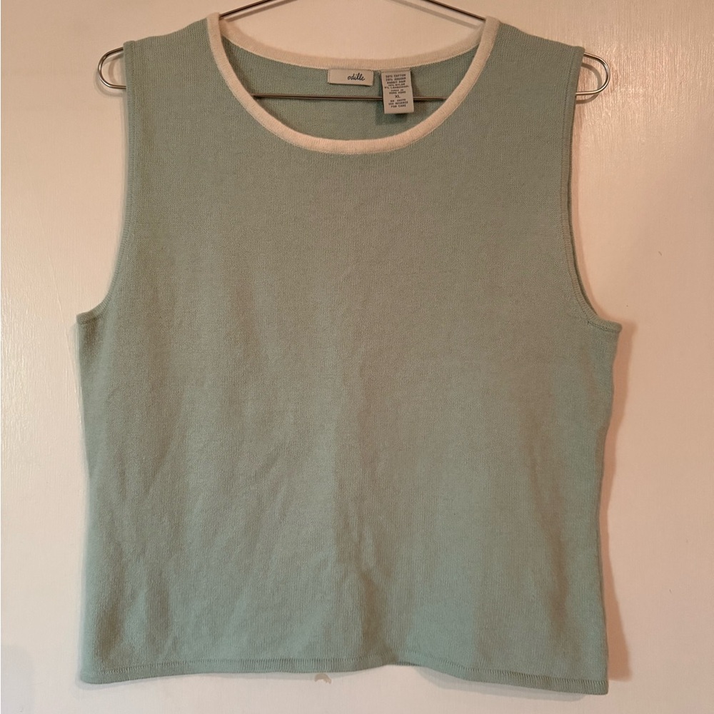 Odille Anthropologie Sleeveless Angora Sweater Vest | Lt Green | XL